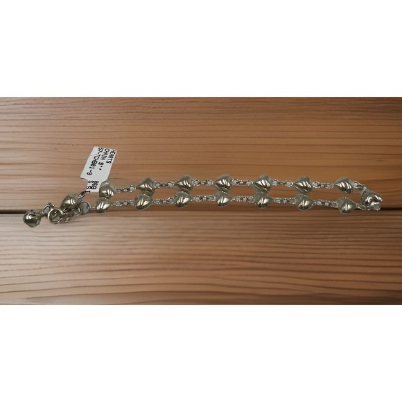 Sterling Silver 925 Puffy Hearts Bracelet 9 " 1 Tiny Bell Unique NWT - Picture 3 of 8